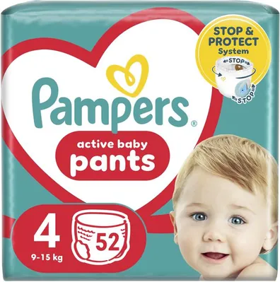 Підгузки-трусики Pampers Pants Active Baby дитячі розмір 4, 9-15 кг, 52 шт