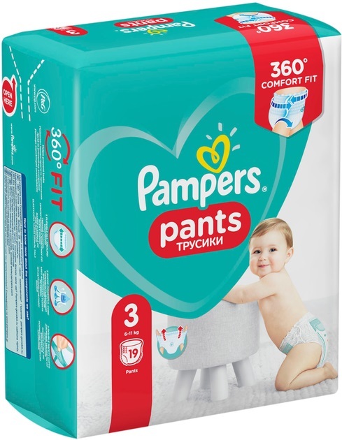 Підгузки-трусики Pampers Pants дитячі розмір 3, 6-11 кг, 19 шт