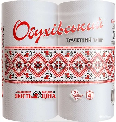 Туалетний папір Обухів 2 шари білий, 120 відривів, 4 рулони