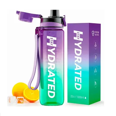 Пляшка для води Brave U Stay Hydrated Water Bottle зелена-фіолетова, 1000 мл