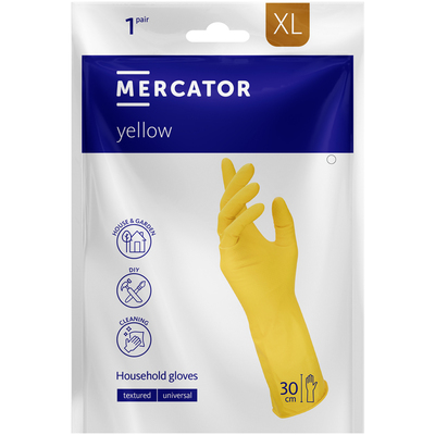 Перчатки хозяйственные Mercator Yellow латексные, желтые, размер XL, 1 пара