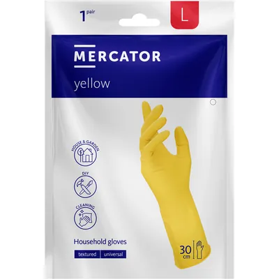 Рукавички господарські Mercator Yellow латексні, жовті, розмір L, 1 пара