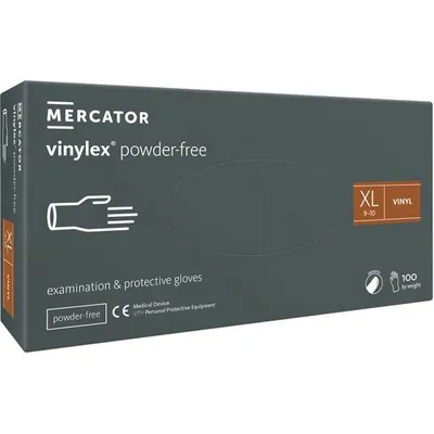Рукавички оглядові Mercator Vinylex Powder Free вінілові непудровані, розмір XL, нестерильні, прозорі, 100 штук