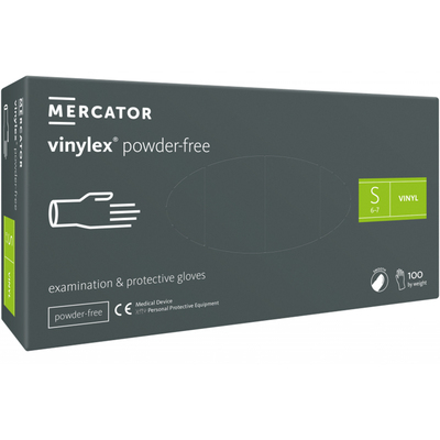 Перчатки смотровые Mercator Vinylex Powder Free виниловые неопудренные, размер S, нестерильные прозрачные, 100 штук