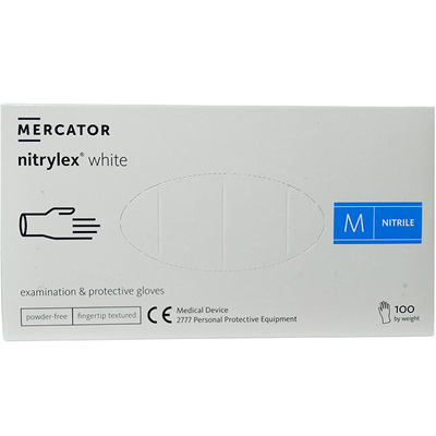 Перчатки смотровые Mercator Medical Nitrylex White нитриловые неопудренные, размер M, нестерильные, 100 штук