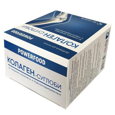 Коллаген-суставы POWERFOOD со вкусом ананаса с подсластителем порошок в пакетах по 6000 мг №30