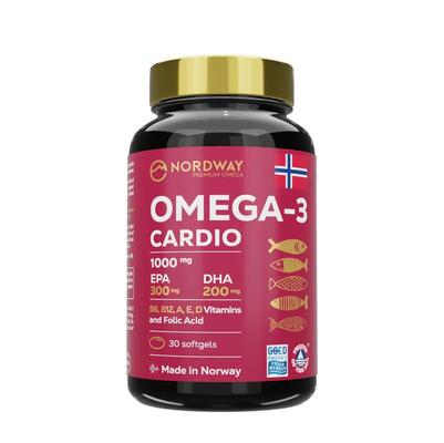 Омега 3 Кардио Nordway Omega-3 Cardio 1000 мг, 30 капсул