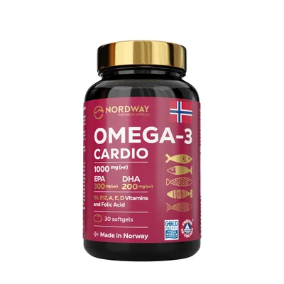 Омега 3 Кардіо Nordway Omega-3 Cardio 1000 мг, 30 капсул