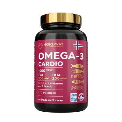 Омега 3 Кардіо Nordway Omega-3 Cardio 1000 мг, 90 капсул