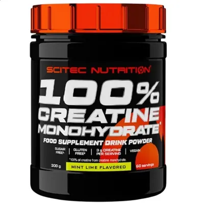 Креатин Scitec Nutrition 100% Creatine Monohydrate м'та-лайм, 300 г