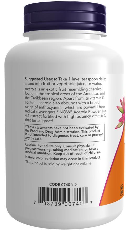 Ацерола Now Foods Acerola 4:1 Extract Powder, 170 г