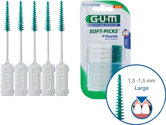 Набір інтердентальних щіток GUM Soft-Picks з фторидом , великі, 40 штук