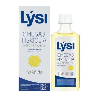 Омега-3 LYSI рідка форма зі смаком лимона по 240 мл у скляній пляшці