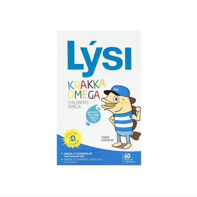 Омега-3 LYSI KIDS для дітей з вітаміном D в жувальних капсулах з фруктовим смаком №60