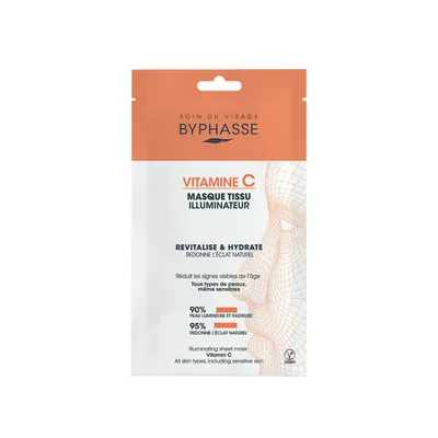Маска для обличчя Byphasse Masque Tissu Illuminateur Vitamine C тканинна для сяйва шкіри, 18 мл