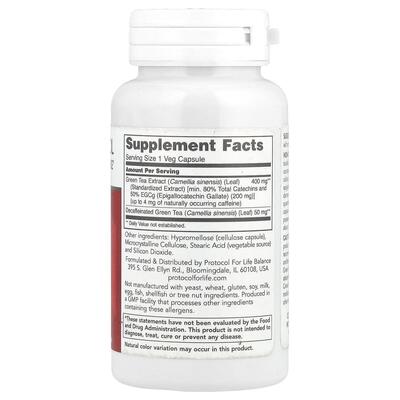 Экстракт зеленого чая Protocol for Life Balance EGCg Green Tea, 90 вегетарианских капсул