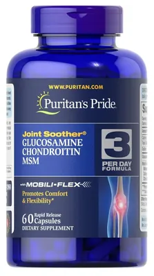 Глюкозамін хондроїтин та МСМ Puritan's Pride Double Strength Glucosamine Chondroitin MSM, 60 капсул