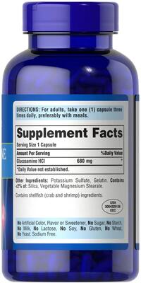 Глюкозамін Puritan's Pride Glucosamine HCl 680 мг, 240 капсул