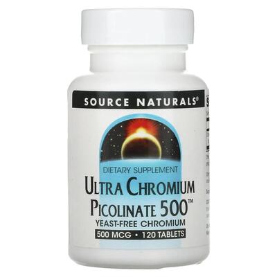 Хром пиколинат Source Naturals Ultra Chromium Picolinate 500 мкг, 120 таблеток