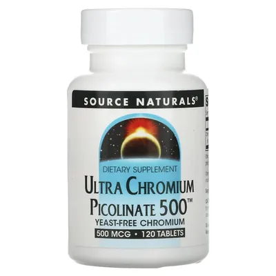 Хром піколінат Source Naturals Ultra Chromium Picolinate 500 мкг, 120 таблеток
