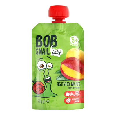 Пюре фруктовое Bob Snail Baby для детей с 5 месяцев Яблоко-Манго, 90 г