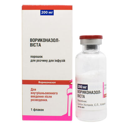 Вориконазол-Виста АС порошок для р-ра д/инф. по 200 мг №1 во флак.