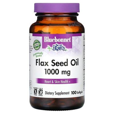 Масло льняное органическое Bluebonnet Nutrition Flax Seed Oil 1000 мг, 100 желатиновых капсул
