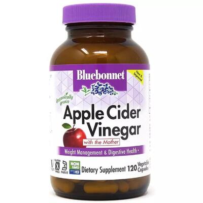 Яблочный уксус Bluebonnet Nutrition Apple cider vinegar, 120 вегетарианских капсул
