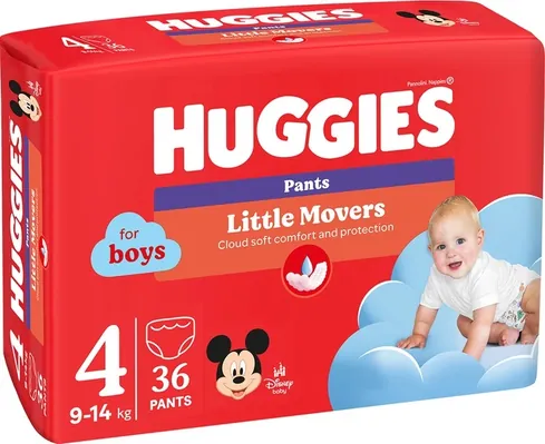 Підгузки-трусики Huggies Pants Little Movers для хлопчиків розмір 4, 9-14 кг, 36 шт