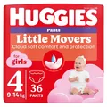 Підгузки-трусики Huggies Pants Little Movers для дівчаток розмір 4, 9-14 кг, 36 шт