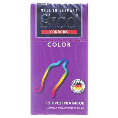 Презервативы Sico Color цветные, ароматизированные, 12 штук