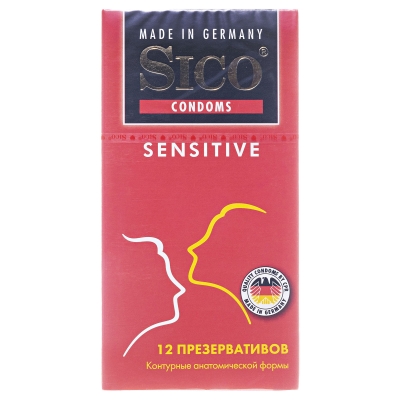 Презервативи Sico Sensitive контурні, анатомічної форми, 12 штук
