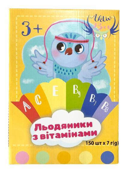 Вітаміни AKTIV BU Solution Pharm льодяники з ароматом фруктів в асортименті, 150 штук