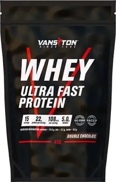 Протеїн сироватковий концентрат Vansiton Ultra Fast Protein, подвійний шоколад, 450 г