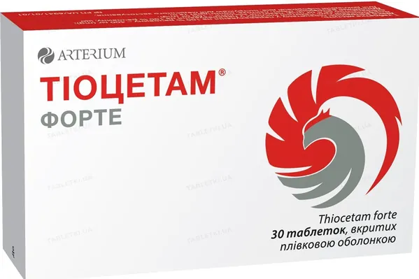 Тіоцетам форте таблетки, в/плів. обол. №30 (10х3)