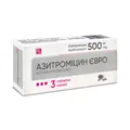 Азитроміцин євро таблетки, в/плів. обол. по 500 мг №3 (3х1)
