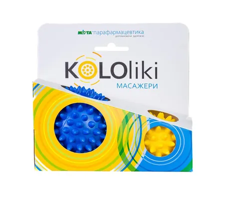 М'яч голчастий Kololiki Д83 блакитний + Д58 жовтий