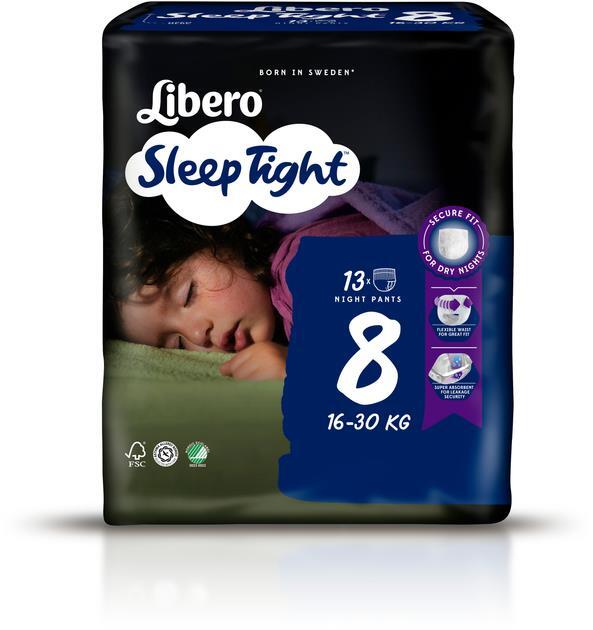 Подгузники-трусики Libero Sleep Tight размер 8, 16-30 кг, 13 шт