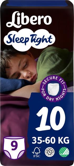 Подгузники-трусики Libero Sleep Tight размер 10, 35-60 кг, 9 шт