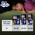 Підгузки-трусики Libero Sleep Tight розмір 10, 35-60 кг, 9 шт
