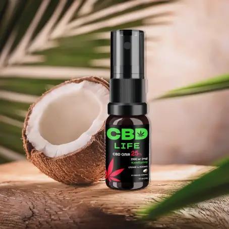 Каннабидиол CBD life Масло 25%, оральный спрей со вкусом кокоса по 10 мл во флаконе