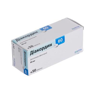 Діакордин 60 таблетки по 60 мг №50 (10х5)