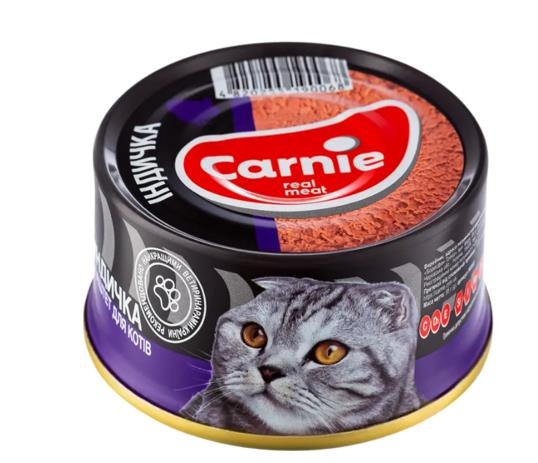 Корм влажный для взрослых кошек Carnie мясной паштет с индейкой, 90 г