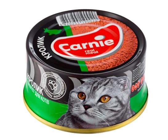 Корм влажный для взрослых кошек Carnie мясной паштет с кроликом, 100 г