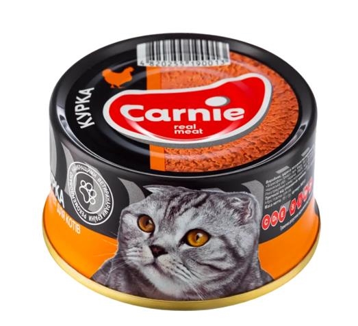 Корм влажный для взрослых кошек Carnie мясной паштет с курицей, 100 г