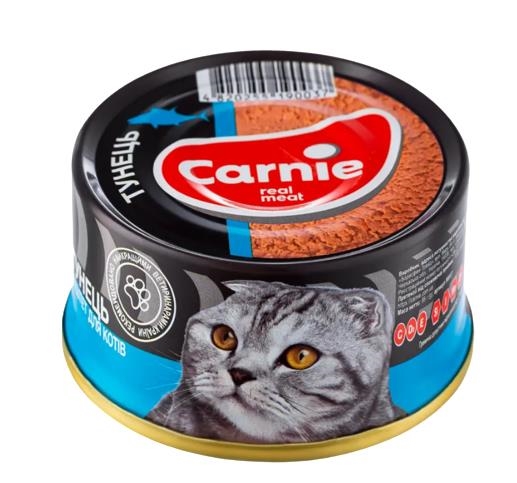 Корм влажный для взрослых кошек Carnie мясной паштет с тунцем, 90 г