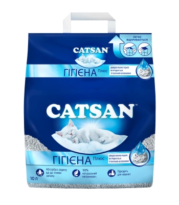 Наполнитель для кошачьего туалета Catsan Hygiene plus впитывающий минеральный, 10 л