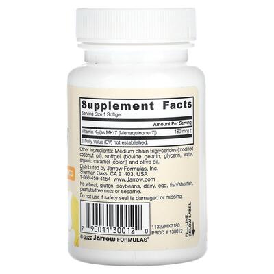 Витамин К2 МК-7 Jarrow Formulas Vitamin K2 180 мкг, 30 капсул