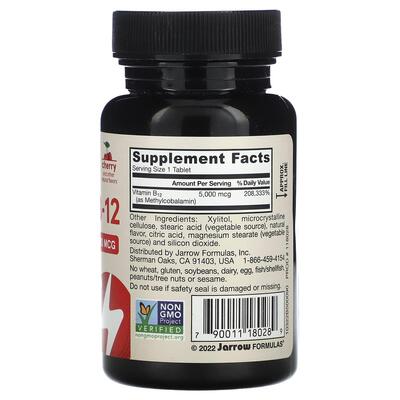 Метил В12 Jarrow Formulas Methyl B-12 5000 мкг вкус вишни, 90 жевательных таблеток