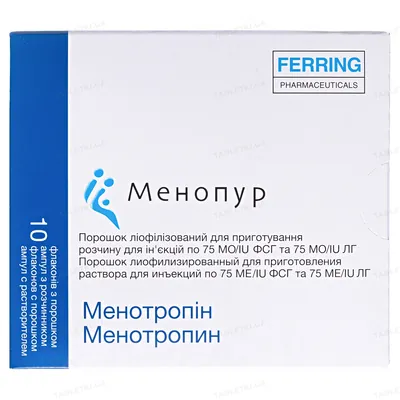 Менопур порошок ліоф. д/приг. р-ну д/ін. по 75 МО фсг/75 МО лг №10 у флак. з р-ком